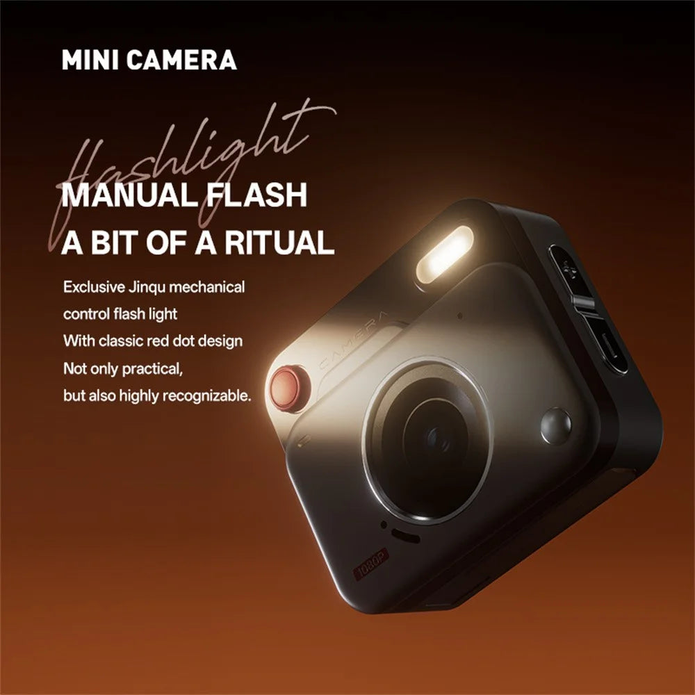 Y6000 Mini Keychain Retro Camera HD 1080P 48MP Tiny Pocket Size Photo Video for Travel Study Recording - Khaki - 7