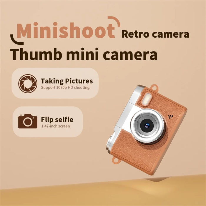 Y7000 Retro Design Digital Camera 1080P HD Mini Compact Camera with Flip Lens for Students - Brown - 6