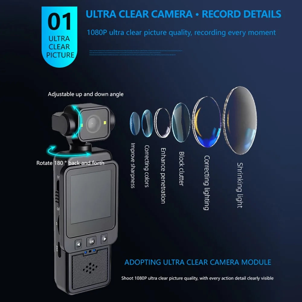 DV01 Rotatable HD Handheld Camera Anti-Shake Action Cam Outdoor Video Recorder Body Cam - 5