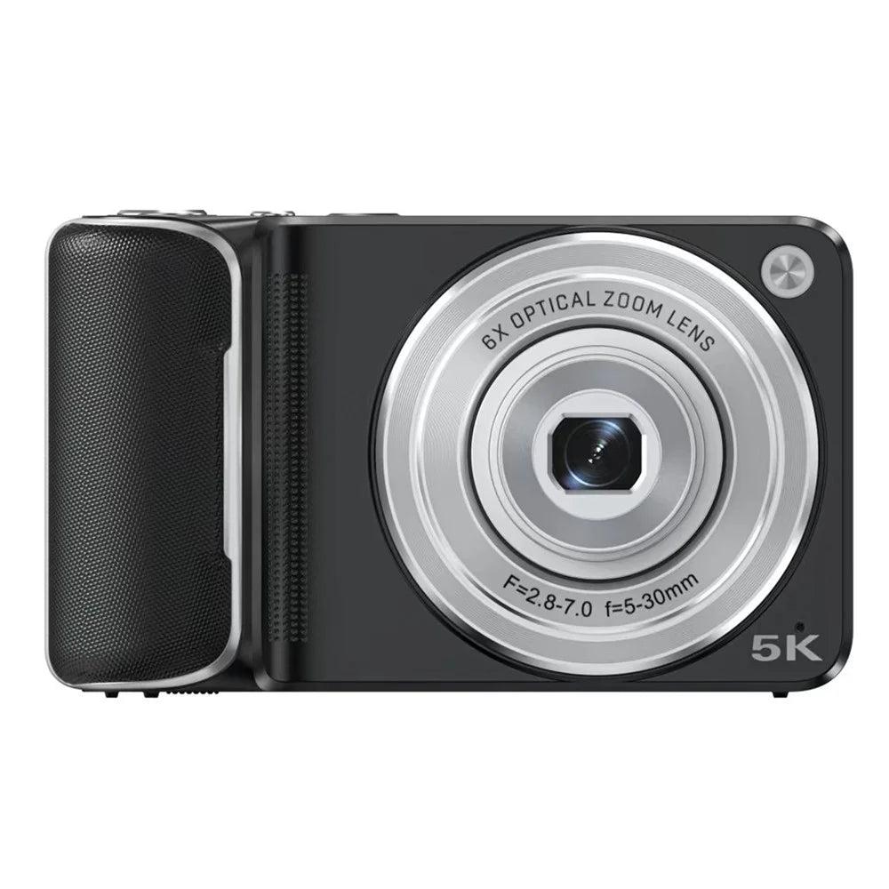 DC309X 6X Optical Zoom Mini Selfie Digital Camera HD Dual Lens 5K Video Recorder with 32GB Card + 2 Batteries - Black / US Plug - 5