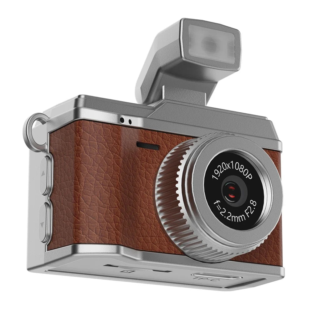 S151 0.96 inch IPS Color Screen Mini Camera with 64G Memory Card / LED Fill Light Pendant Necklace Design Lightweight Camera - Khaki - 2