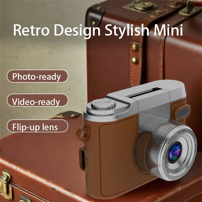 DM20 Auto Focus Mini Digital Camera 1.47 Inch HD Screen Flip Lens Video Recording CCD for Students - Brown - 7