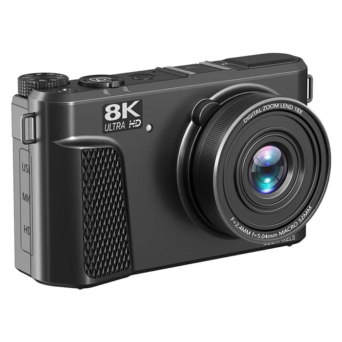 WD300-8K 88MP 8K Digital Camera MAX 18X Zoom Autofocus WiFi Travel Camera with 3 inch Flip Screen Multi Filter - Black - 6