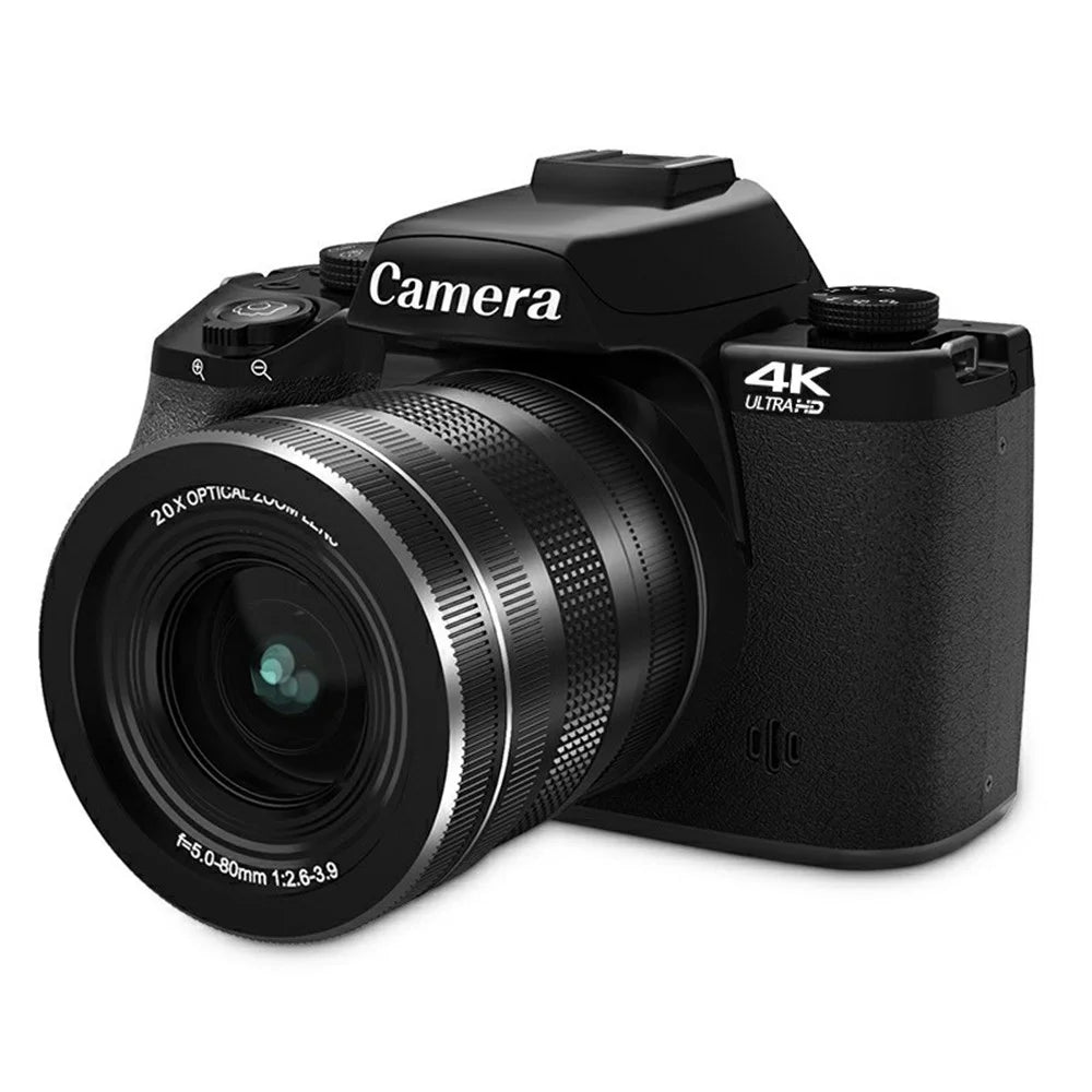 WD100-4K 4K Digital Camera 75MP 20X Optical Zoom 4.0 inch Touchscreen Mirrorless Camera High Definition - Black - 1