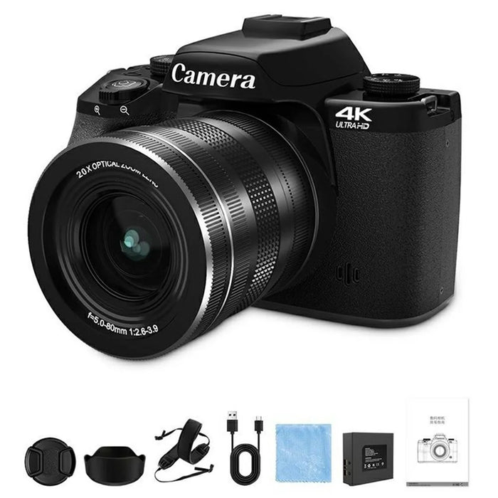 WD100-4K 4K Digital Camera 75MP 20X Optical Zoom 4.0 inch Touchscreen Mirrorless Camera High Definition - Black - 7