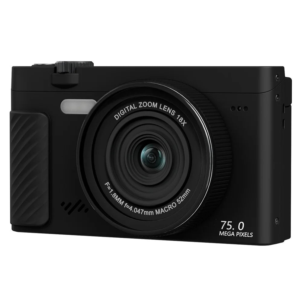 WD600-4K 75MP 4K Digital Camera 18X Zoom WiFi Travel Camera 3 inch 180 Degree Flip Screen with 31 Different Filters - Black - 3