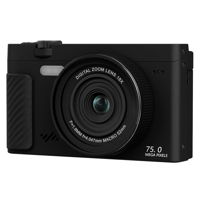WD6003-4K 75MP 4K Digital Camera 3inch 180 Degree Flip Screen 18X Zoom WiFi Travel Camera with 32GB Card + Card Reader - Black - 3