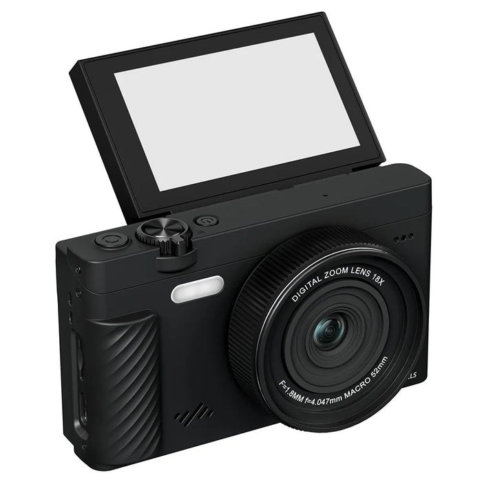 WD600-4K 75MP 4K Digital Camera 18X Zoom WiFi Travel Camera 3 inch 180 Degree Flip Screen with 64GB Card + Card Reader - Black - 2