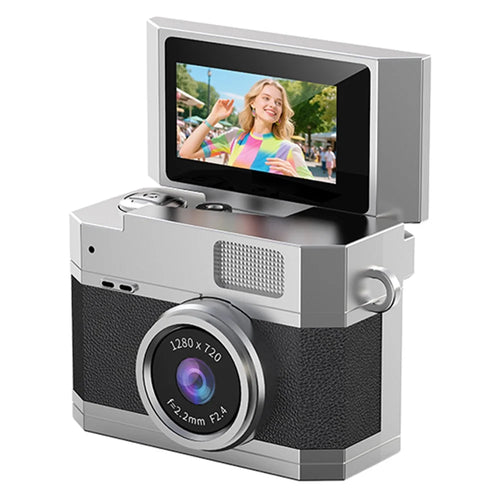 LK-026 Mini Digital Camera 0.96 Inch Flip Screen Retro Thumb Size HD Video Recording CCD - Black - 1