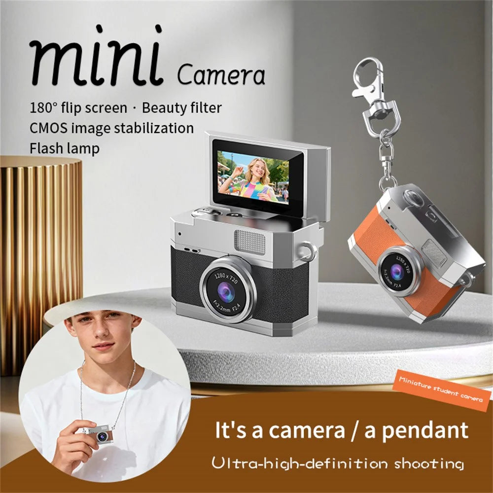 LK-026 Mini Digital Camera 0.96 Inch Flip Screen Retro Thumb Size HD Video Recording CCD - Black - 4