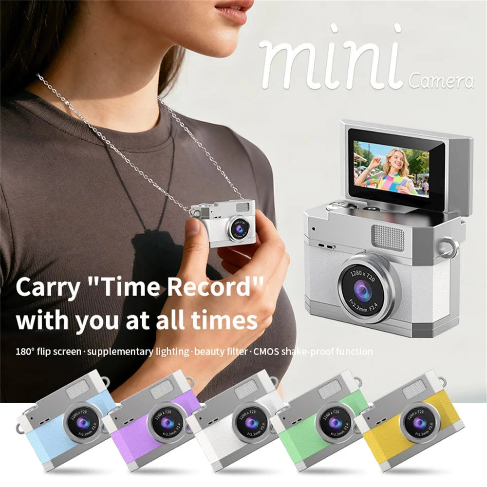 LK-026 Mini Digital Camera 0.96 Inch Flip Screen Retro Thumb Size HD Video Recording CCD - Black - 5