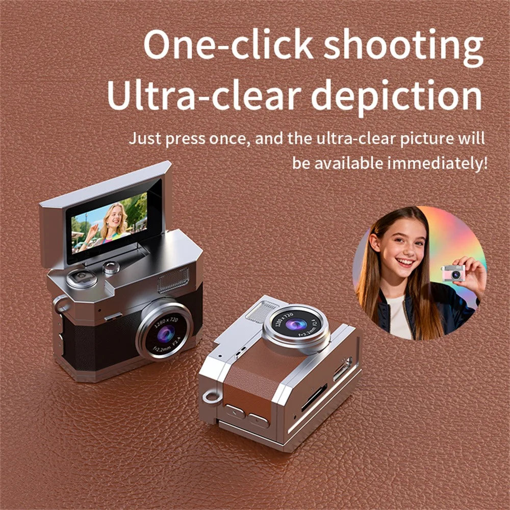 LK-026 Mini Digital Camera 0.96 Inch Flip Screen Retro Thumb Size HD Video Recording CCD - Black - 7