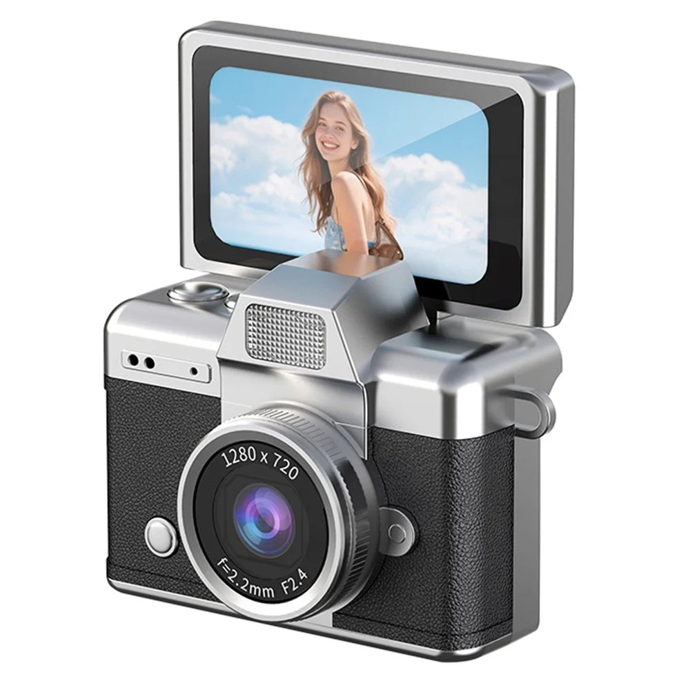 LK-027 Mini Retro Thumb Camera 1.47 Inch Flip Screen Digital Camera HD Video Recording CCD - Black - 1