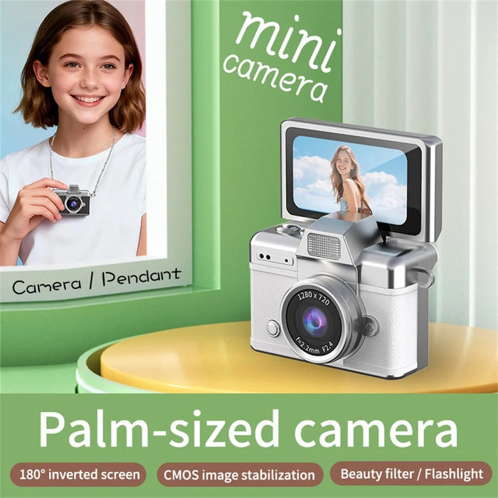 LK-027 Mini Retro Thumb Camera 1.47 Inch Flip Screen Digital Camera HD Video Recording CCD - Black - 4