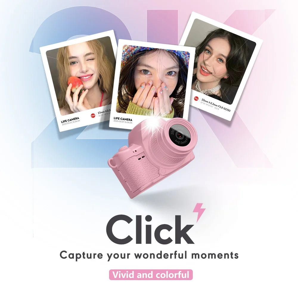 S161 Mini Digital Camera for Students 1.47 Inch IPS Screen 2K HD Video Recording Thumb Camera - Pink - 5