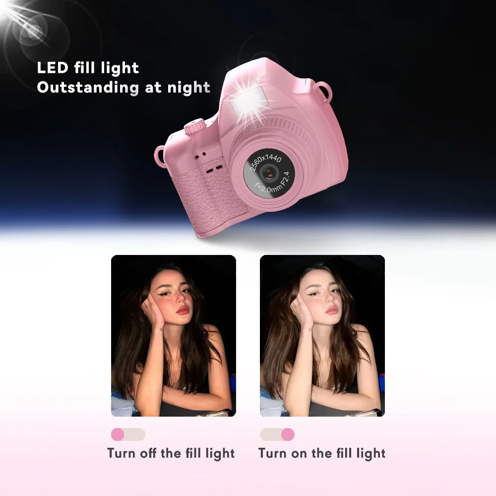 S161 Mini Digital Camera for Students 1.47 Inch IPS Screen 2K HD Video Recording Thumb Camera - Pink - 6