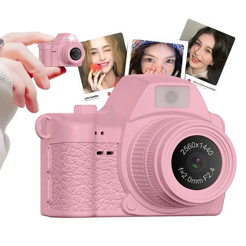 S161 Mini Digital Camera 1.47 Inch IPS Screen 2K HD Video Recording Kids Thumb Camera with Fill Light, with 32GB Card - Pink - 1