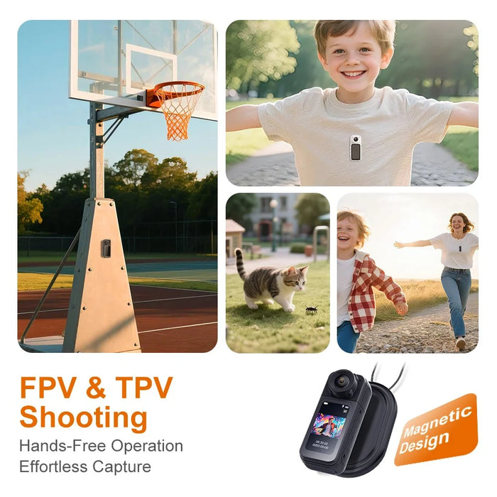 S83 1080P Magnetic Thumb Camera 1.47 inch IPS Screen Mini Cam with 180° Rotating Lens - Black - 5