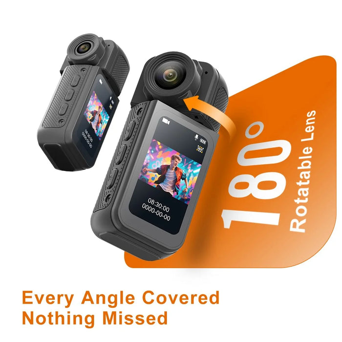 S83 1080P Magnetic Thumb Camera 1.47 inch IPS Screen Mini Cam with 180° Rotating Lens - Black - 6