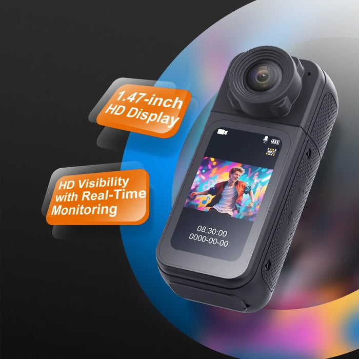 S83 1080P Magnetic Thumb Camera 1.47 inch IPS Screen Mini Cam with 180° Rotating Lens - Black - 7