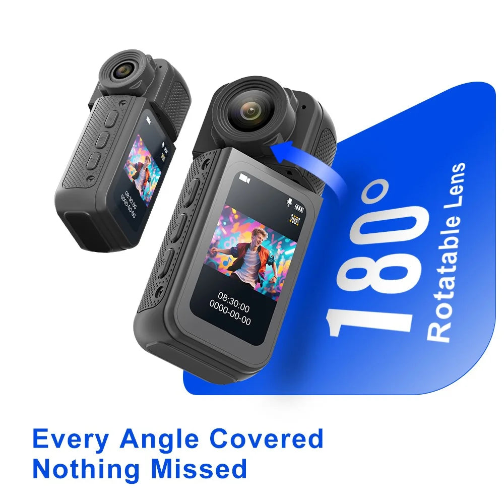 S83 1080P Magnetic Thumb Camera 1.47 inch IPS Screen Mini Cam with 180° Rotating Lens + 32G Card - Black - 3