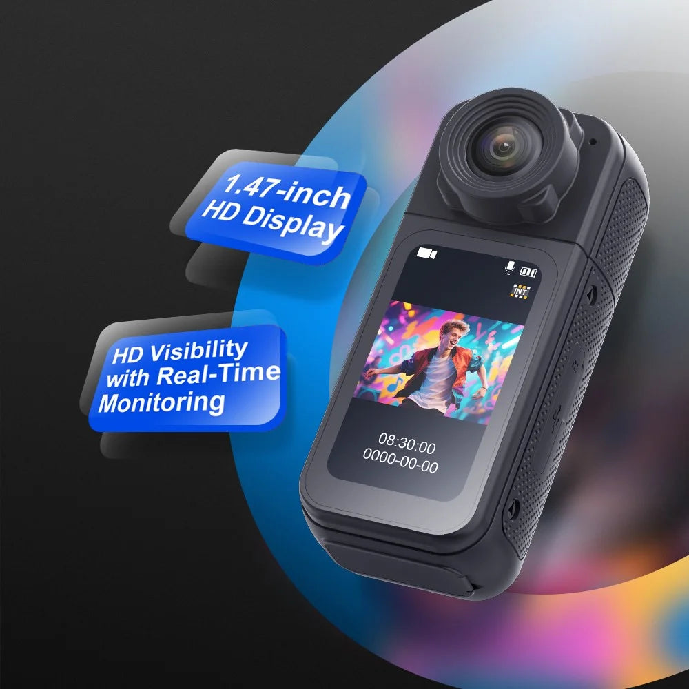 S83 1080P Magnetic Thumb Camera 1.47 inch IPS Screen Mini Cam with 180° Rotating Lens + 32G Card - Black - 4