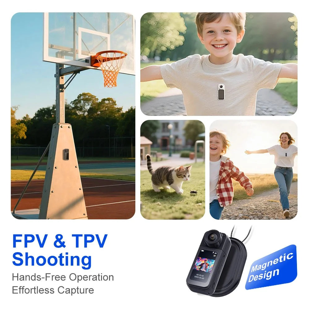 S83 1080P Magnetic Thumb Camera 1.47 inch IPS Screen Mini Cam with 180° Rotating Lens + 32G Card - Black - 6