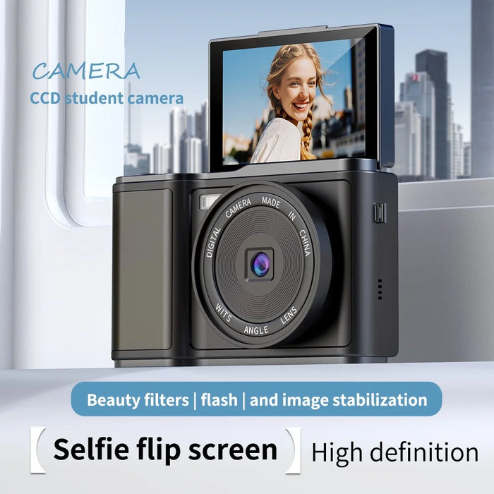 LK-010 3 inch 1080P Flip Screen Digital Camera HD Photo Video Recording CCD Sensor - Black - 3