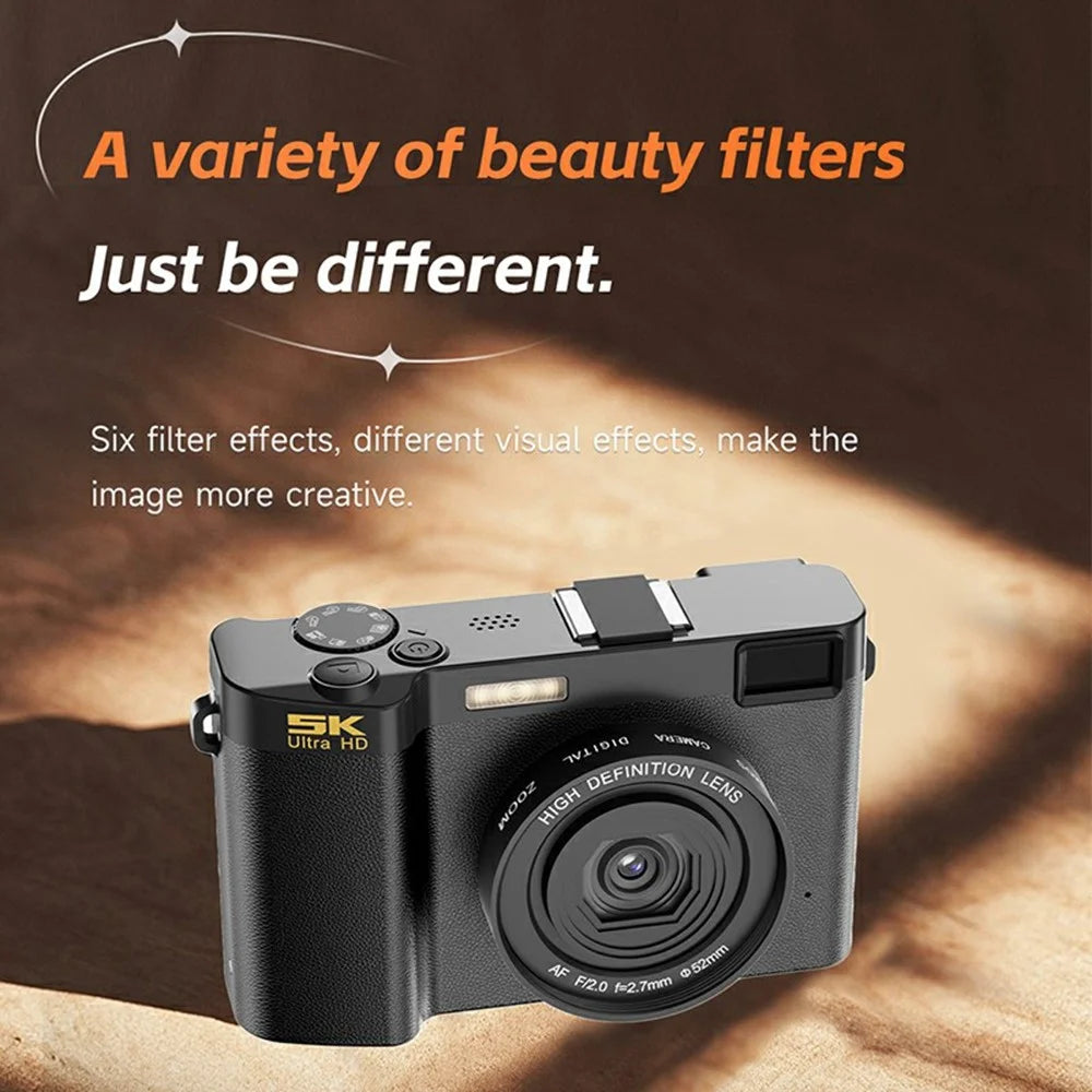 F01 Digital Camera High Resolution HD CMOS Sensor Travel Selfie Pocket Camera for Students - Black - 6