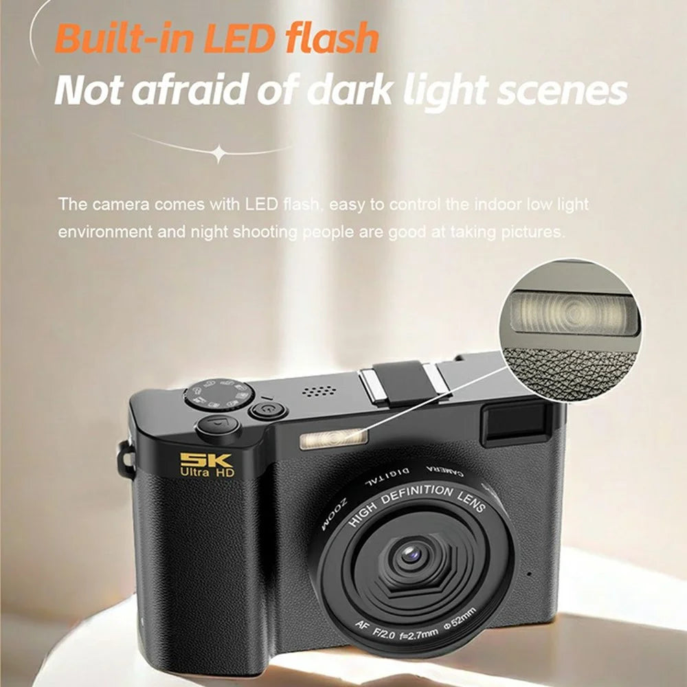 F01 Digital Camera High Resolution HD CMOS Sensor Travel Selfie Pocket Camera for Students - Black - 7