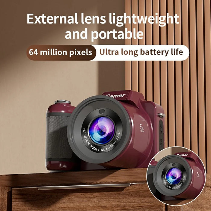 M29 2.8 inch 5K Digital Camera 16X Zoom Anti-Shake Video Camera AF Auto Focus for Beginners - Red - 5