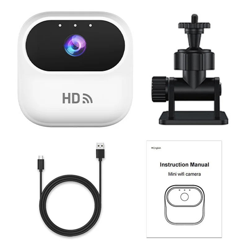 A8 Vlog Pocket Camera Mini WiFi Camera Magnetic Mount HD Home Security Monitor Surveillance Cam - White - 1