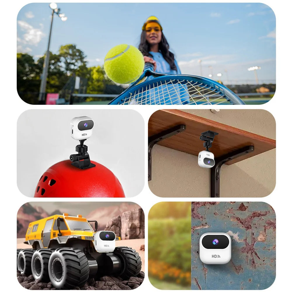 A8 Vlog Pocket Camera Mini WiFi Camera Magnetic Mount HD Home Security Monitor Surveillance Cam - White - 3