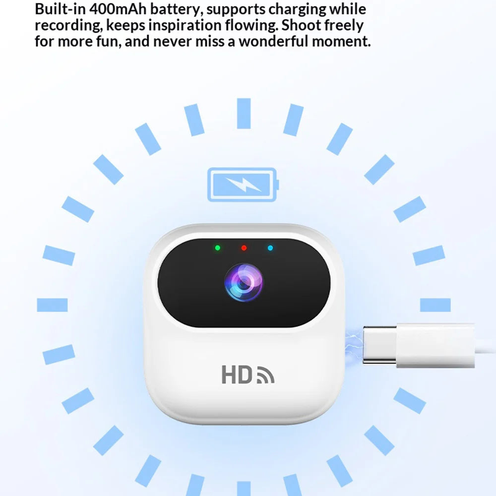 A8 Vlog Pocket Camera Mini WiFi Camera Magnetic Mount HD Home Security Monitor Surveillance Cam - White - 5