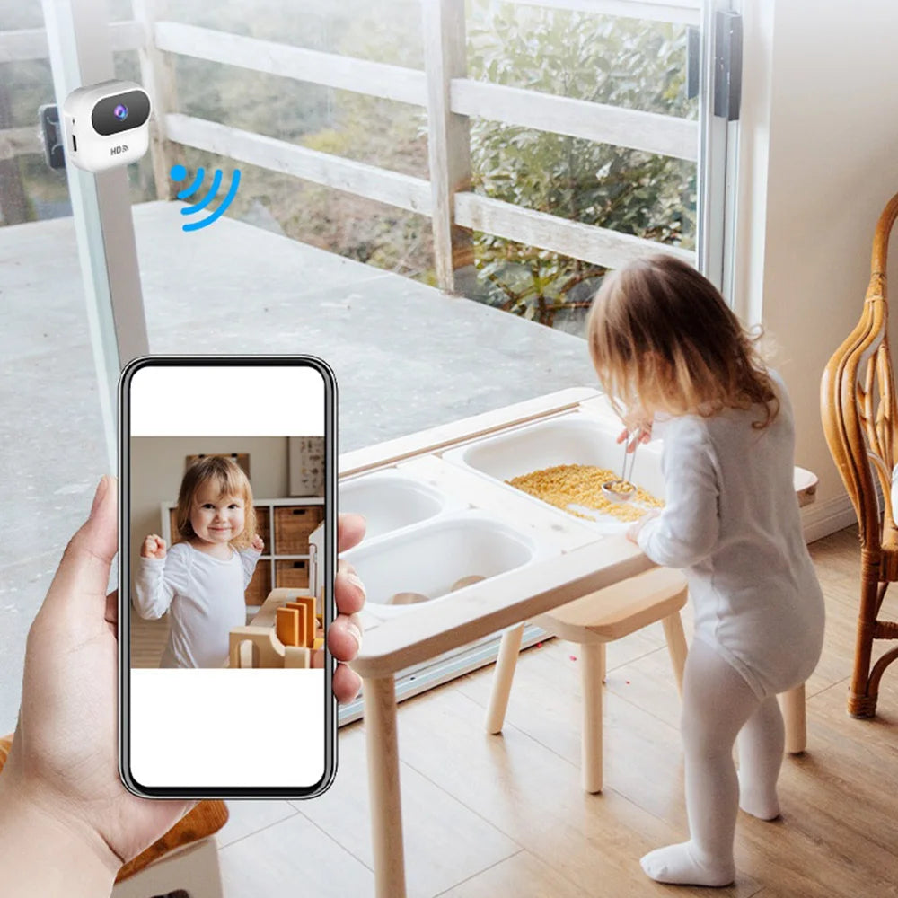 A8 Vlog Pocket Camera Mini WiFi Camera Magnetic Mount HD Home Security Monitor Surveillance Cam - White - 6