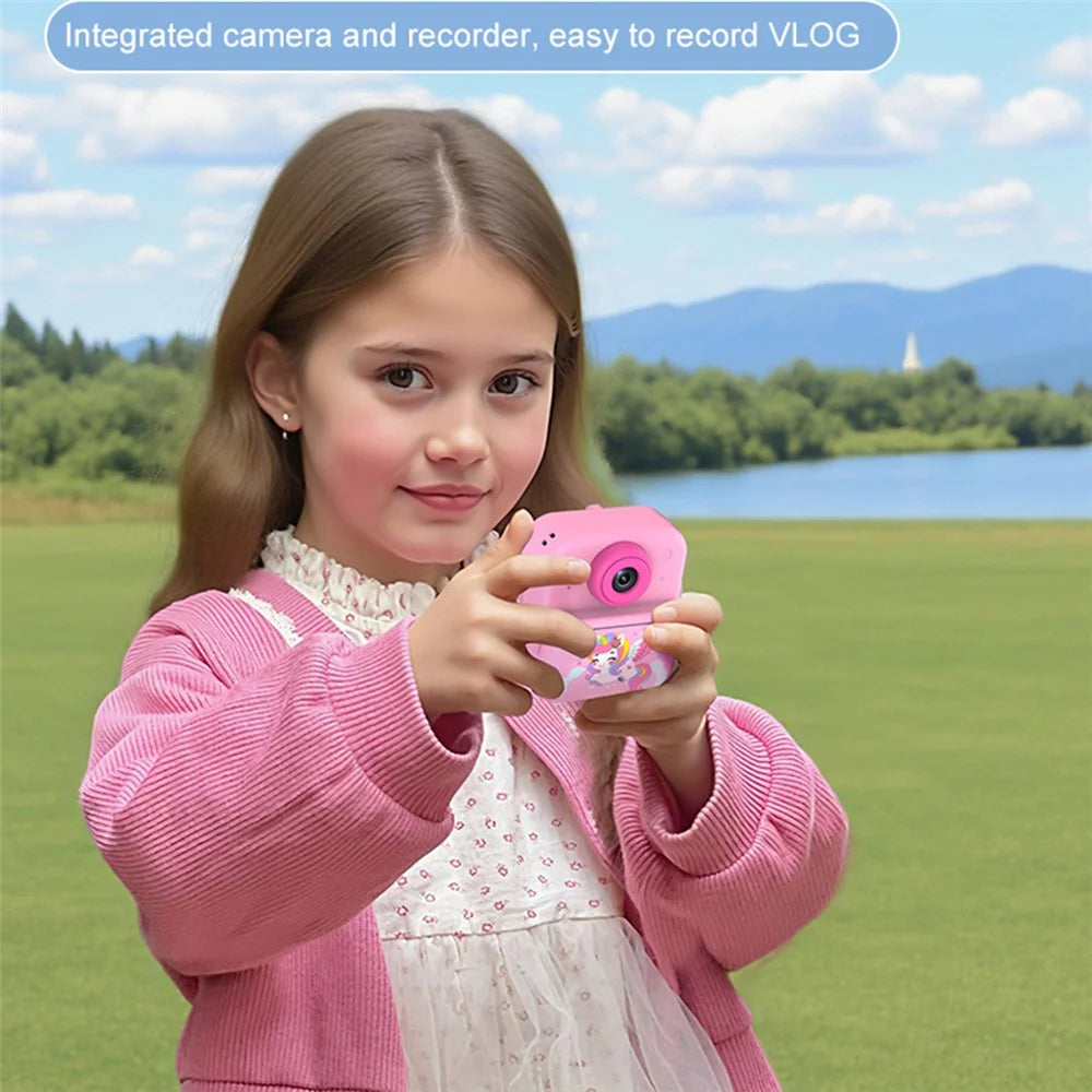 S5 2.4 inch HD Dual Camera Instant Print Kids Camera 1080P Video Recorder Gift with 16X Digital Zoom Single Color Printing - Blue Dinosaur - 5