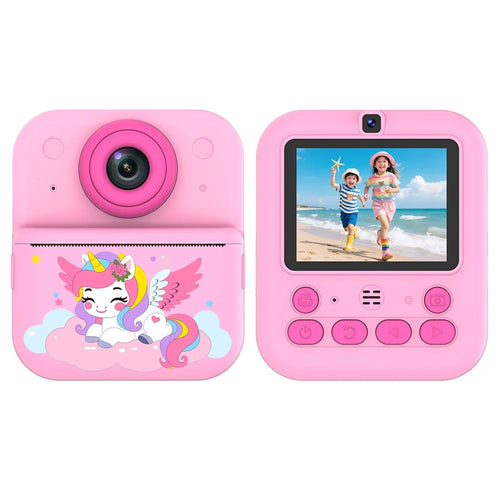 S3 2.4 inch HD Dual Camera 16X Digital Zoom Instant Print Kids Camera 1080P Video Recorder Gift Single Color Printing with 32GB Card + Card Reader - Pink Unicorn - 1