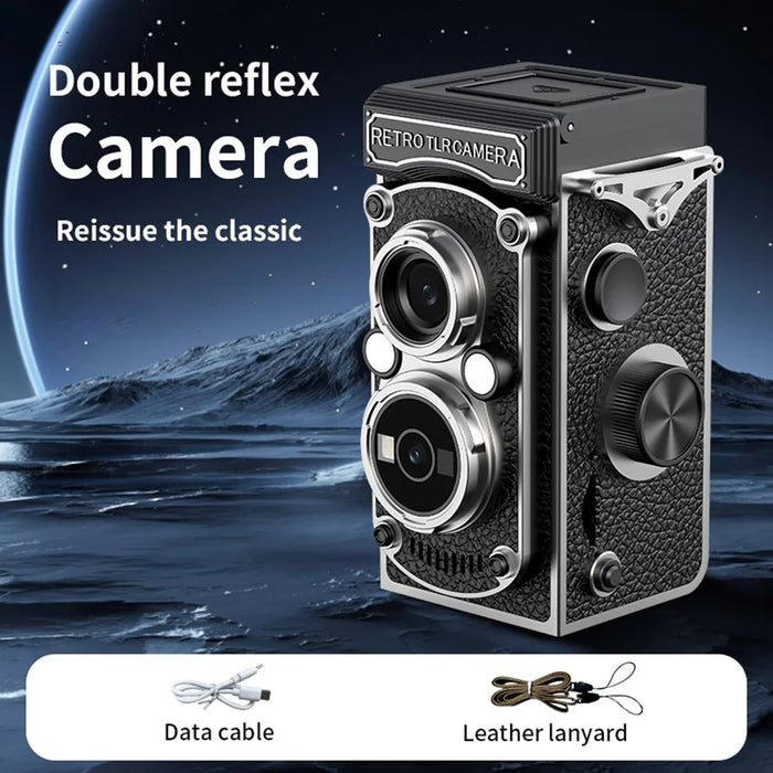 LK-019 1.54 Inch Retro TLR Digital Camera HD Photo Video Recording 48MP 1080P Manual Focus for Photography - Black - 3