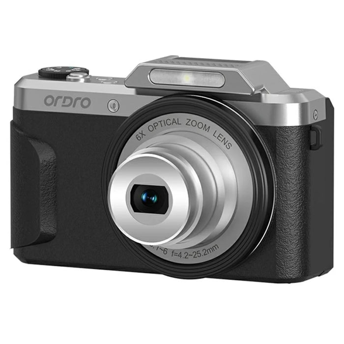 ORDRO D27 Digital Camera 6X Optical Zoom 2.8 Inch Flip Screen 4K HD Video Recording CCD Camcorder - Black - 2