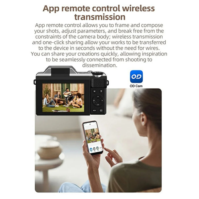 ORDRO D27 Digital Camera 6X Optical Zoom 2.8 Inch Flip Screen 4K HD Video Recording CCD Camcorder - Black - 7