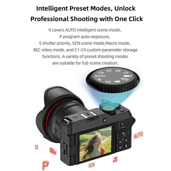 ORDRO G650 12X Optical Zoom Digital Camera 2.8 Inch Flip Screen 5K Video Recorder Built-in LED Fill Light - 3