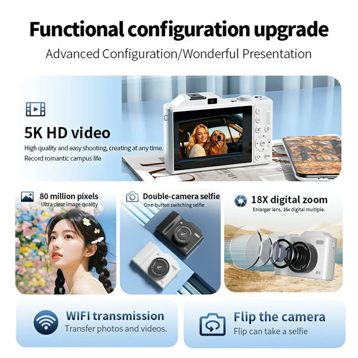 ORDRO Q3 3.5 Inch Touchscreen Digital Camcorder Dual Lens 18x Digital Zoom HD Video Recorder CCD - White - 5