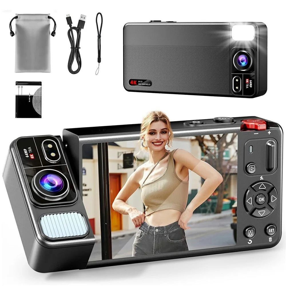 CV21 4K Video Recorder CCD 18X Zoom Rotatable Lens 2.8 Inch Screen Digital Camera for Vlogging - 1