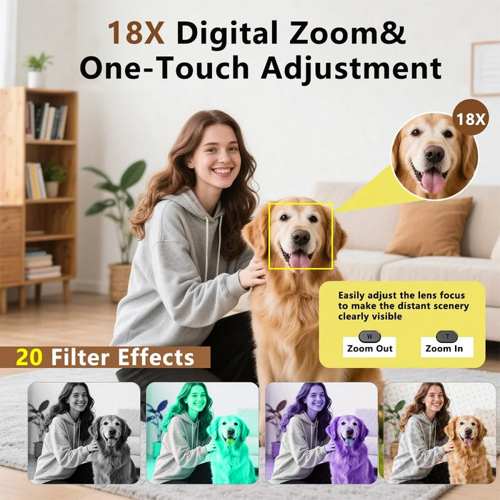 A62 Dual Lens 20MP Digital Camera 18X Zoom 2.8 Inch IPS Screen HD Video CCD - Pink - 6