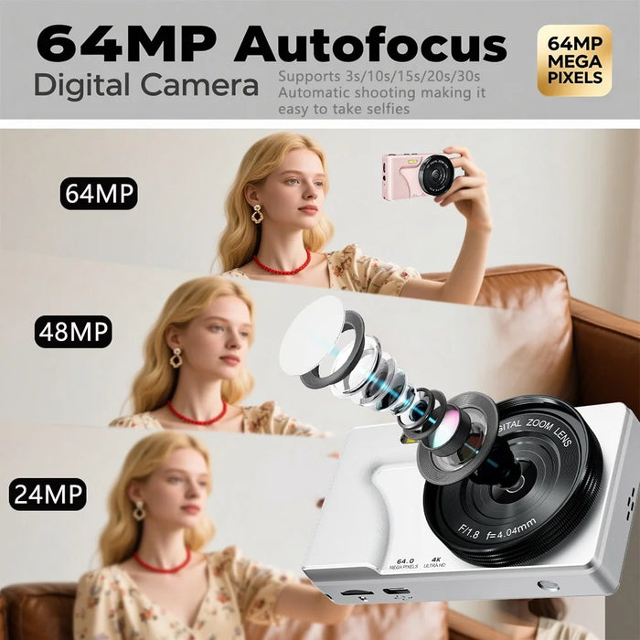 A62 Dual Lens 20MP Digital Camera 18X Zoom 2.8 Inch IPS Screen HD Video CCD - Pink - 7