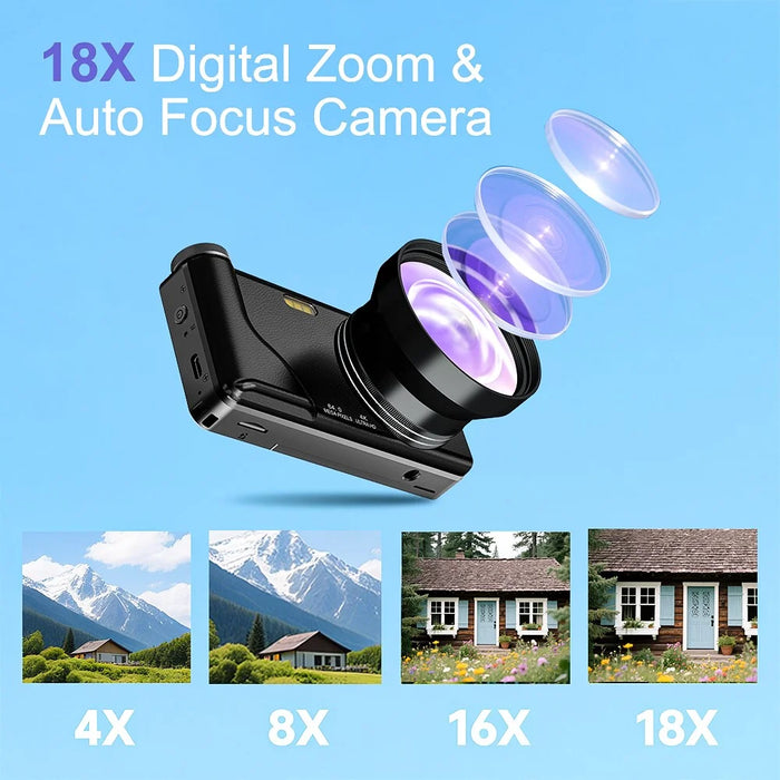 A65 3.0 inch 18X Digital Zoom Flip Screen Mirrorless Camera 20MP Student CCD Digital Camera with 32GB Card  /  Card Reader, without External Lens - Black - 4