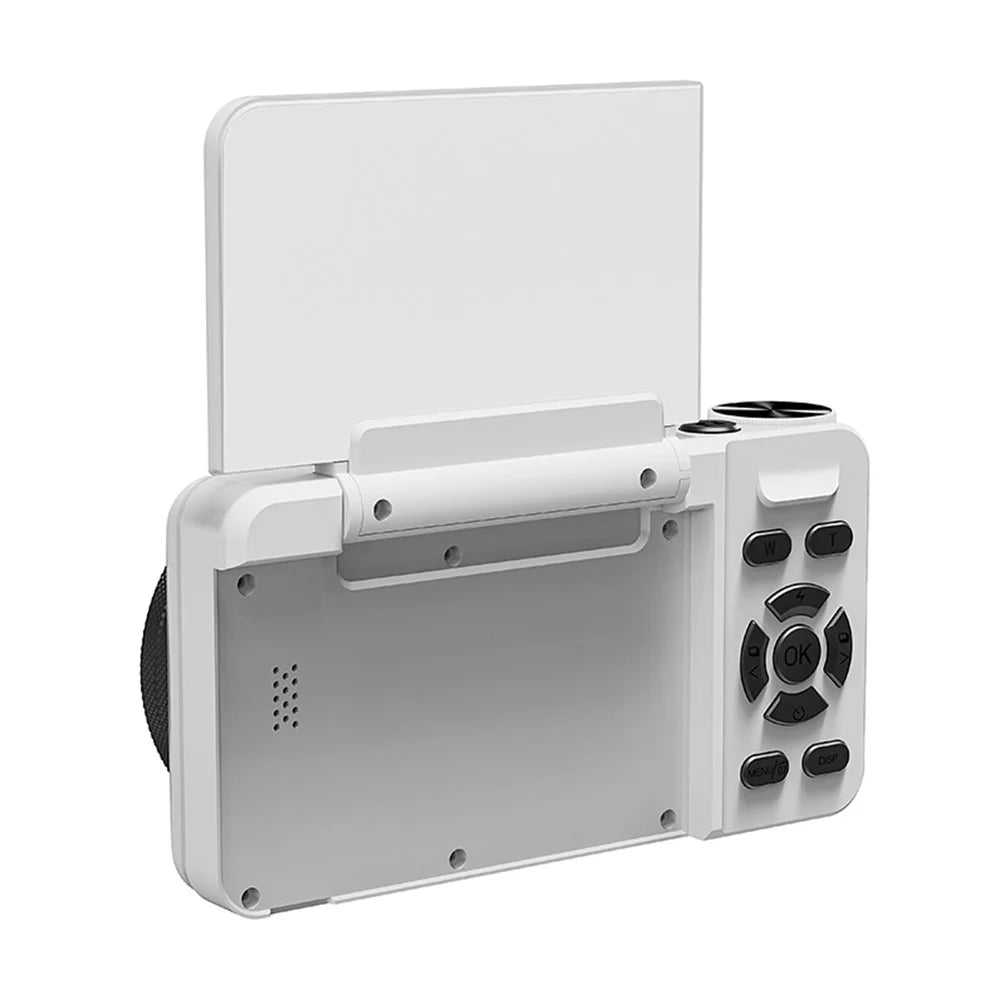 A66 3.0 inch 180° Flip Screen CCD Camera 20MP 18X Digital Zoom Student Mirrorless Camera with 4K Video Recording, without External Lens - White - 3