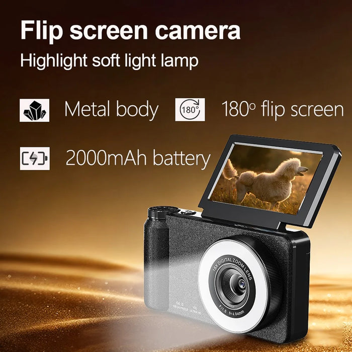 A67B 20MP True Pixels CCD Digital Camera 3.0 inch IPS Flip Screen Camera with 4K Video and 18X Digital Zoom - Black - 4