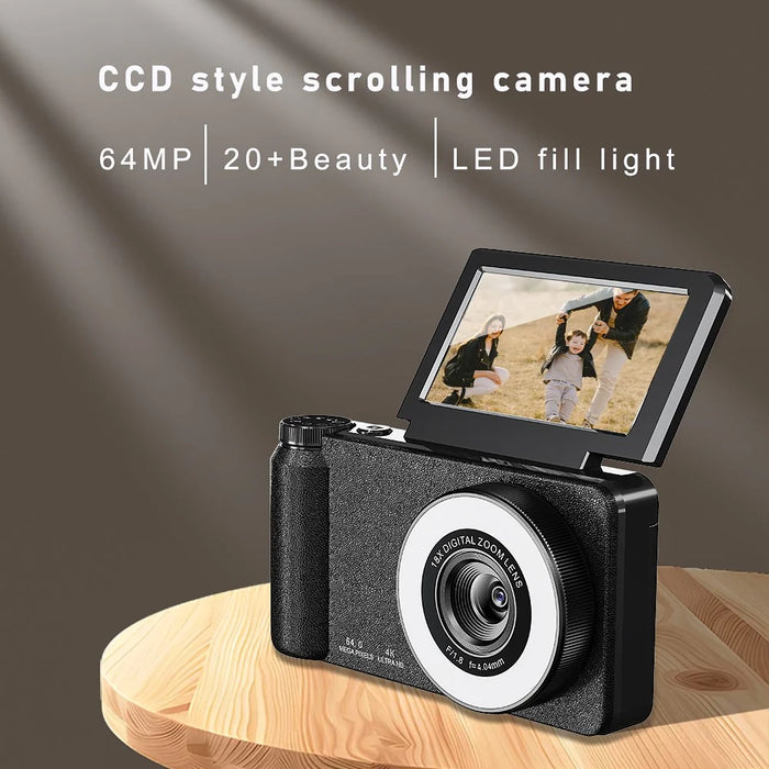 A67B 20MP True Pixels CCD Digital Camera 3.0 inch IPS Flip Screen Camera with 4K Video and 18X Digital Zoom - Black - 7