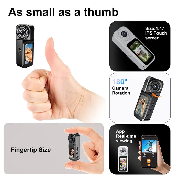 A75 1.47 Inch Touchscreen Thumb Camera 200MP HD Photo / Video Recording Action Camera with Rotatable Lens - 5